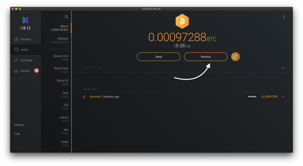 mining crypto on a desktop sending coins to exodus